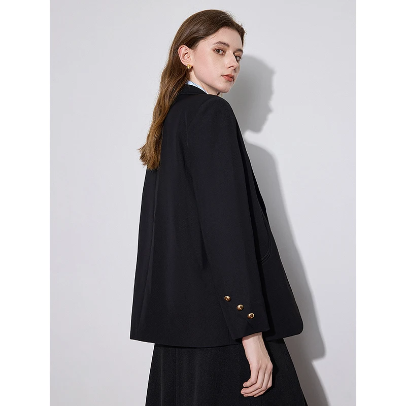 Blazer à manches longues et col châle cranté pour femme, 2 boutons, veste d'hiver, manteau d'automne, tenue, nouveau, 2024, 03