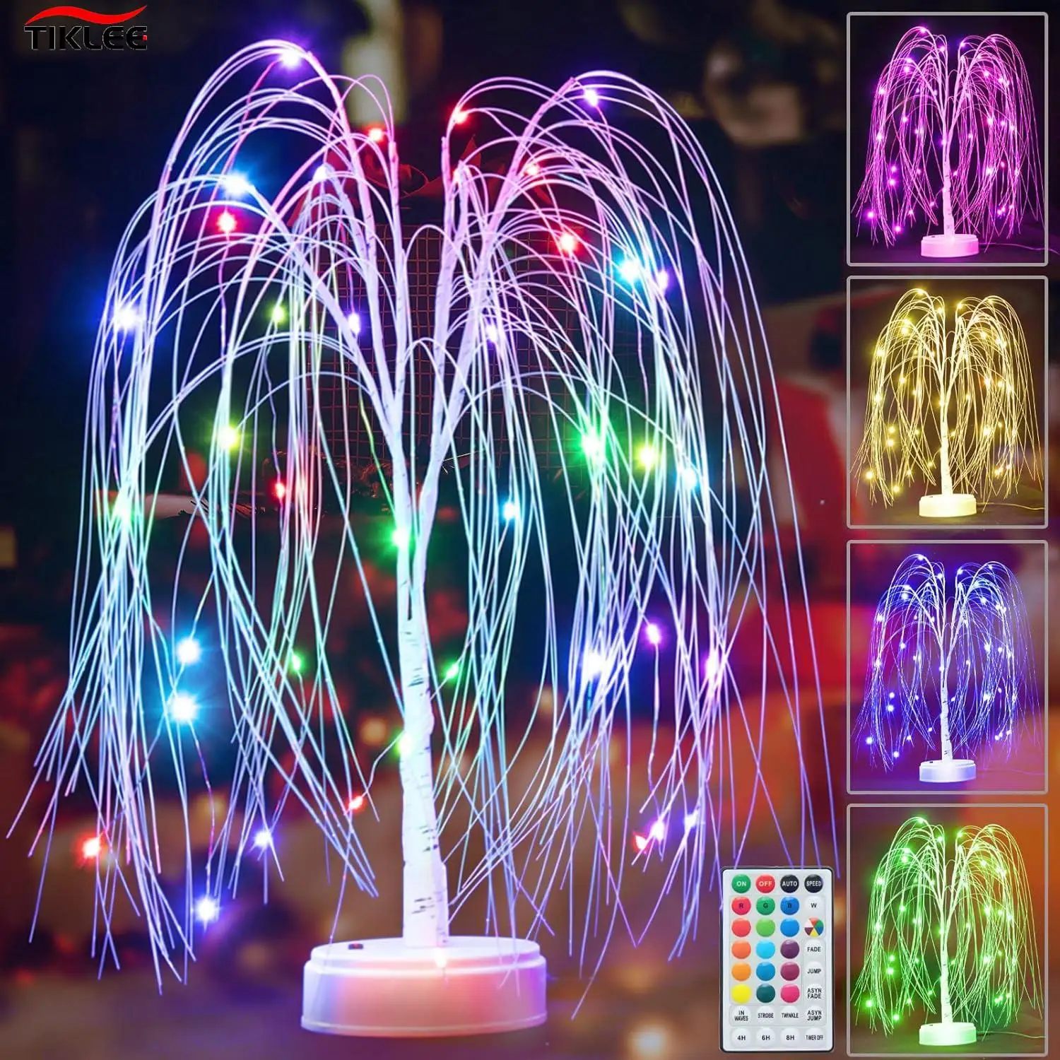 Willow Night Light LED Birch Tree 18Colorful 7Mode Lighting Remote Table Lamp For Home Bedroom Indoor Atmosphere Halloween Decor