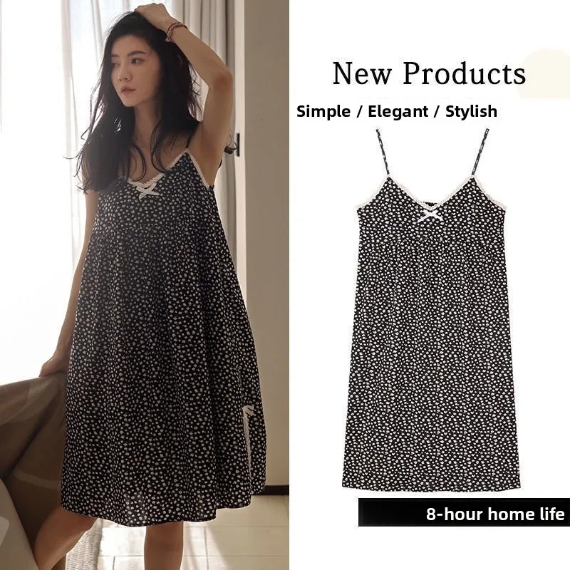 

Сексуальная хлопковая ночная рубашка из модала с цветочным принтом, комплект женской летней пижамы на бретельках, V-Ne ort Sve ort, брюки большого размера