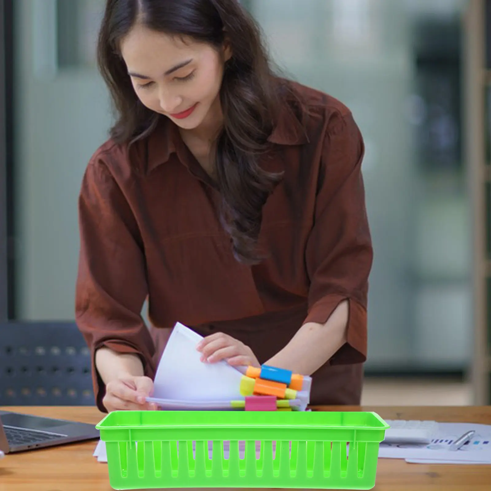 

Набор из 6 пластиковых органайзеров для карандашей и канцелярских принадлежностей, универсальный контейнер для хранения украшений и кабелей, для рабочего стола и класса