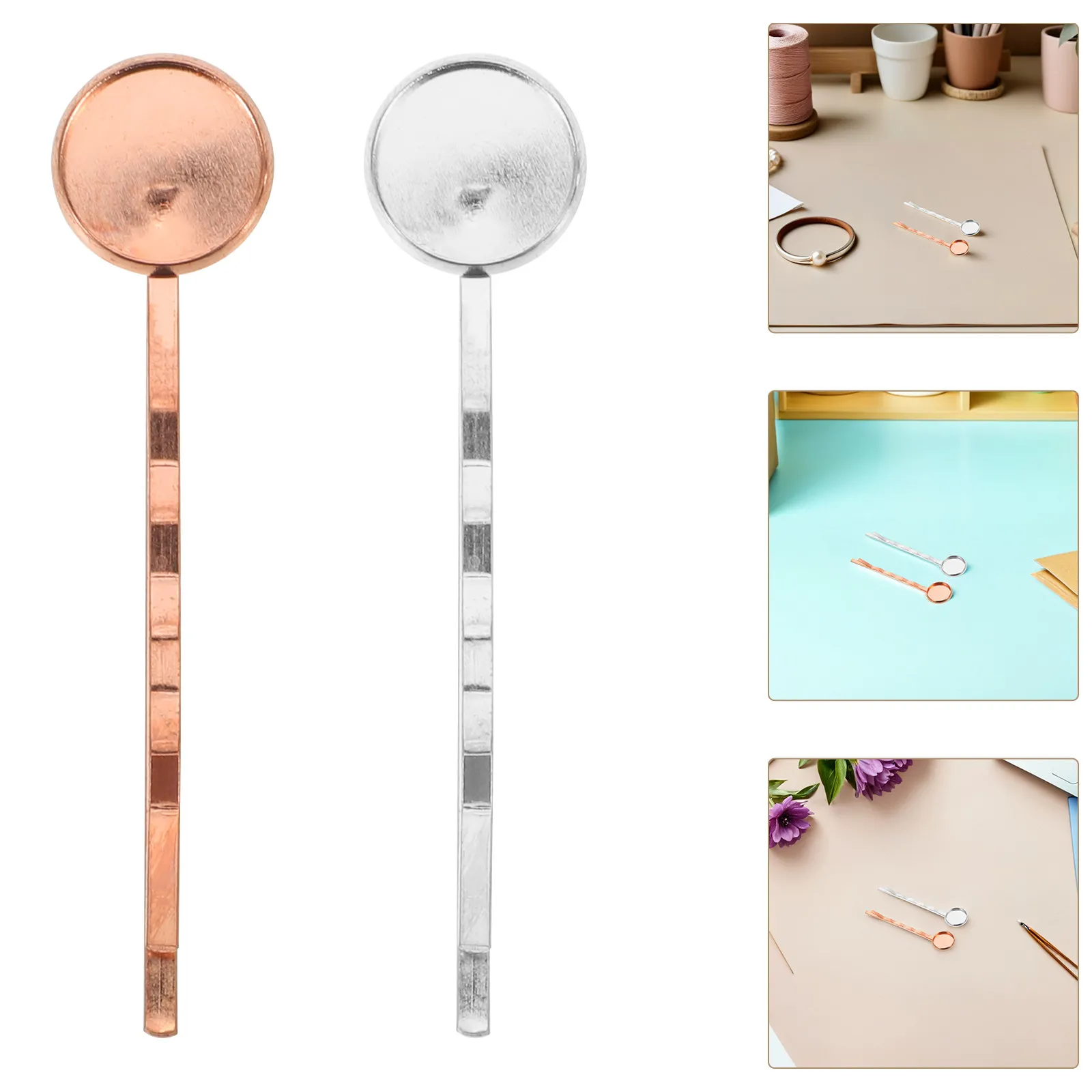 

40 шт. металлических основ для заколок диаметром 12 мм для толстых волос и рукоделия