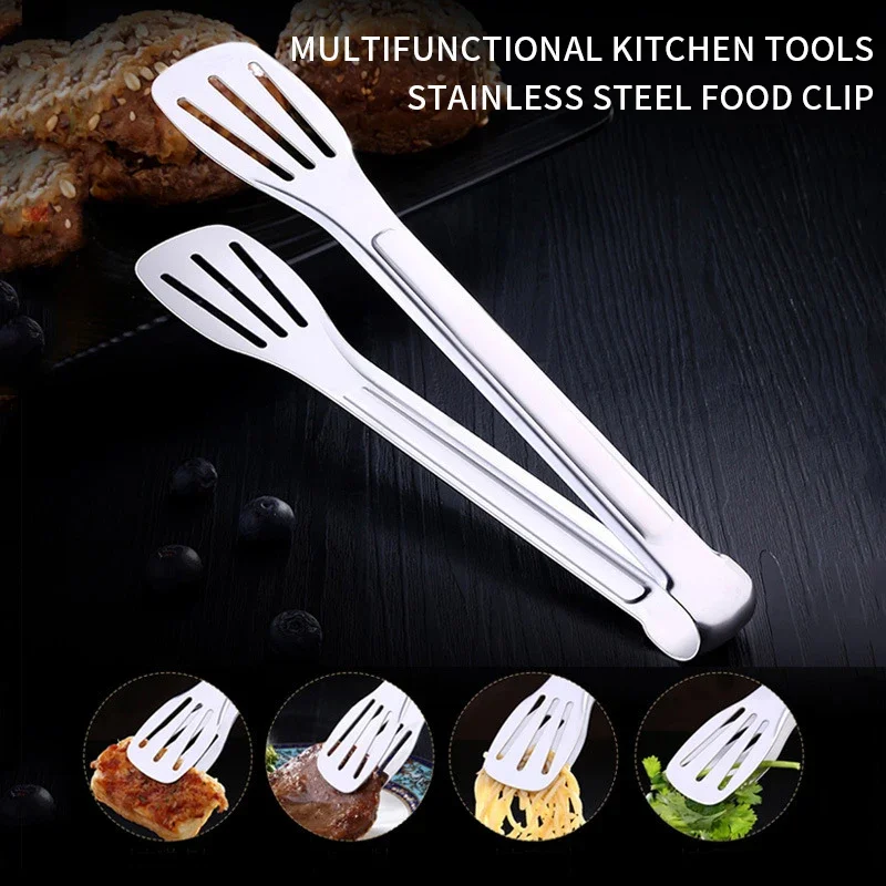 Stainless Steel Food Tongs Kitchen Utensils Buffet Cooking Tool Anti Heat Bread Clip Pastry Clamp Barbecue Kitchen Steel