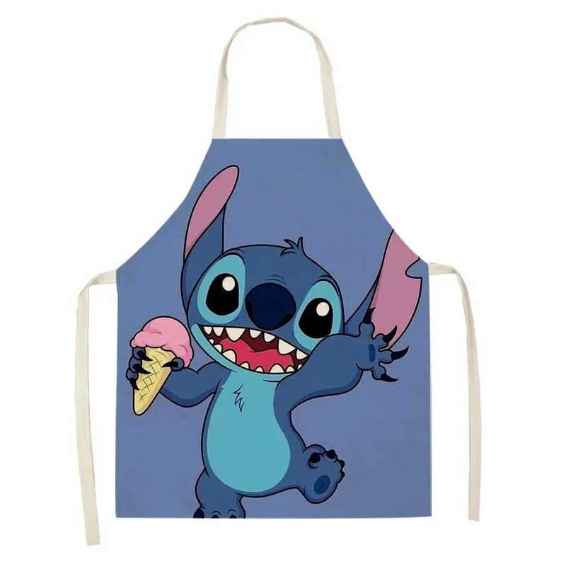 Disney Stitch Cartoon Printed Kitchen Aprons for Adult Kids Household Linen Bib Fruit Cooking Kitchen Baking Apron Cleaning Tool