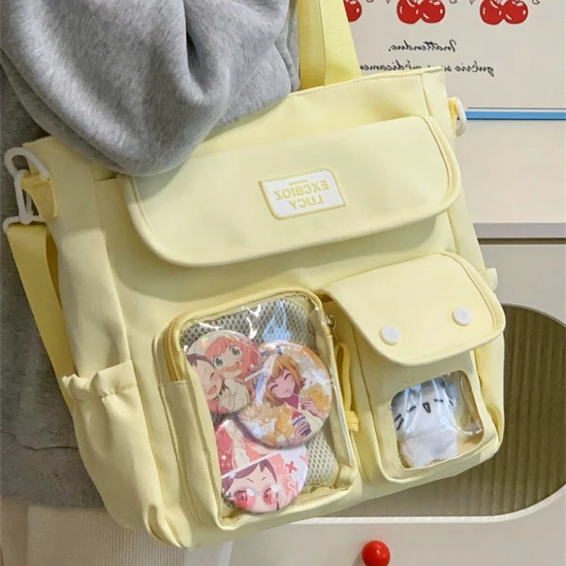 

New Y2K Cute Ita Bag Large Capacity Shoulder Bag Messenger Bag Lolita Girls Transparent Crossbody Bag DIY Display Casual Handbag