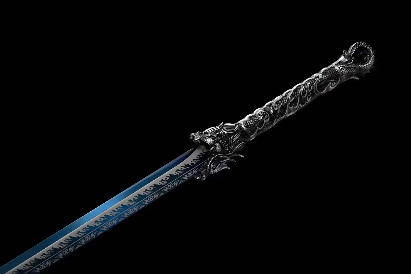 Owlet Dragon Battle Sword, Real Multi Refined High Manganese Steel Blade, Metal Handle, Chinese Kungfu Wushu Weapon, Unsharpened