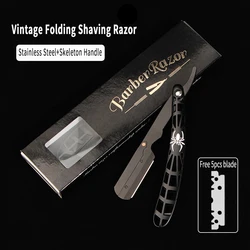 Professional Classic Manual Shaver Straight Edge Stainless Steel Barber Razor Folding Shaving Beard Trimmer Cutter Knives Holder