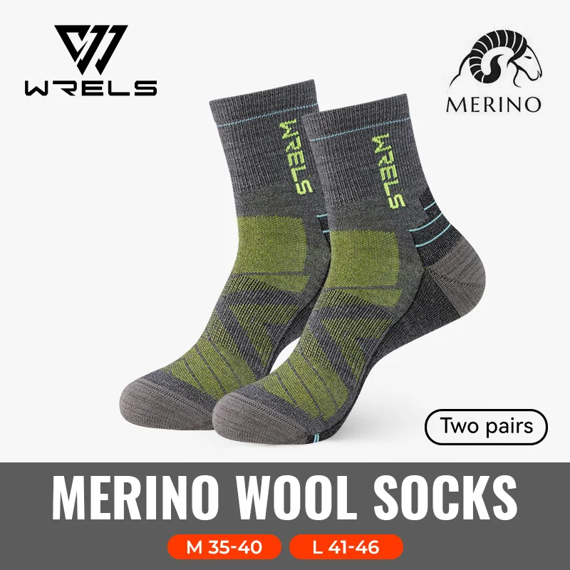 WRELS 1/2/3 Paar Socken aus Merinowolle, thermisch, warm, für den Winter, hochelastisch, dick, Wandersocken, Feuchtigkeitsaufnahme, Sportsocken aus Wolle