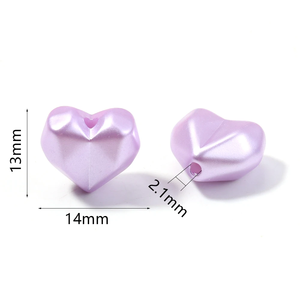 50pcs/lot 13x14mm Colored Faceted Heart shape Beads Loose Spacer Acrylic Bead For Jewelry Making DIY Charms Bracelet Phone Chain