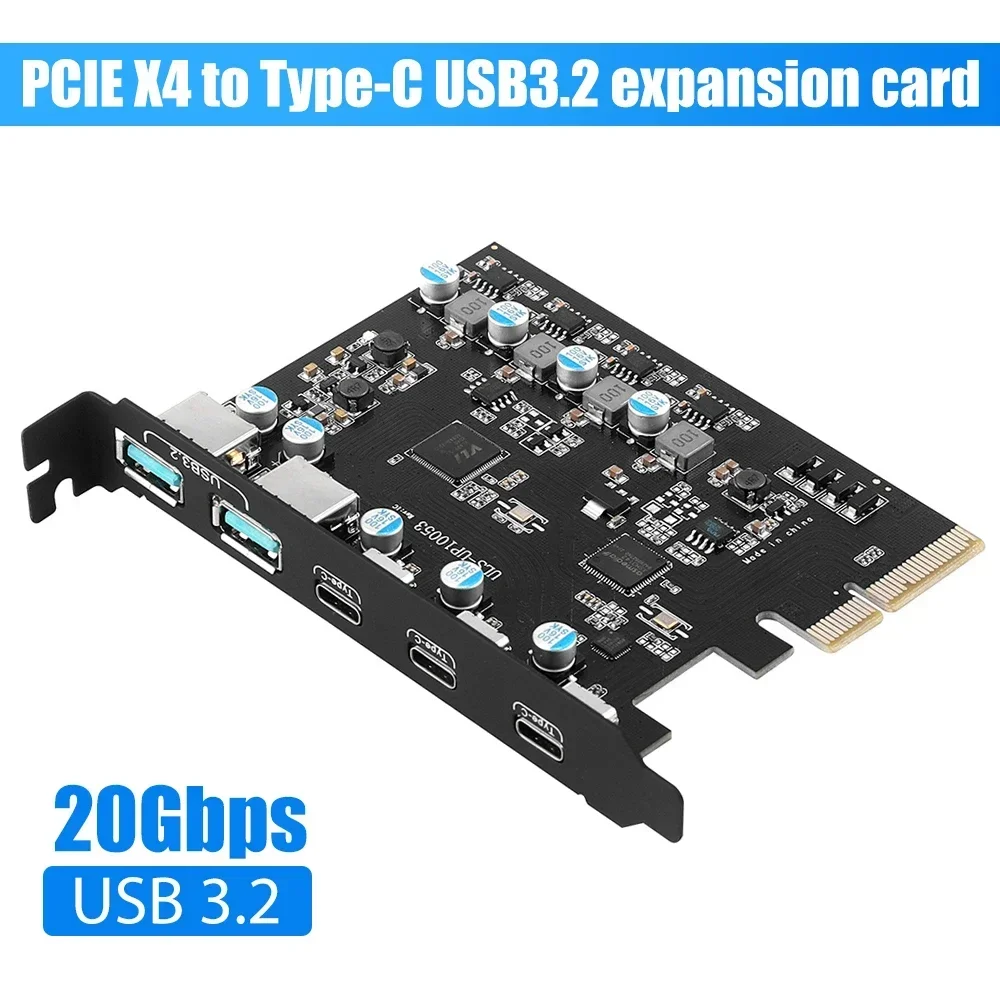 PCIE X4 To USB 3.2 10Gbps Gen2 3 Port Type C Expansion Card Dual USB A + Three TypeC Adapter Converter Chip ASM3142 With VL822
