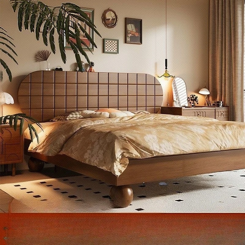 

French retro solid wood bed 1.5 meters medieval 24 master bedroom 1.8 meters bed simple modern double suspended bed apartment