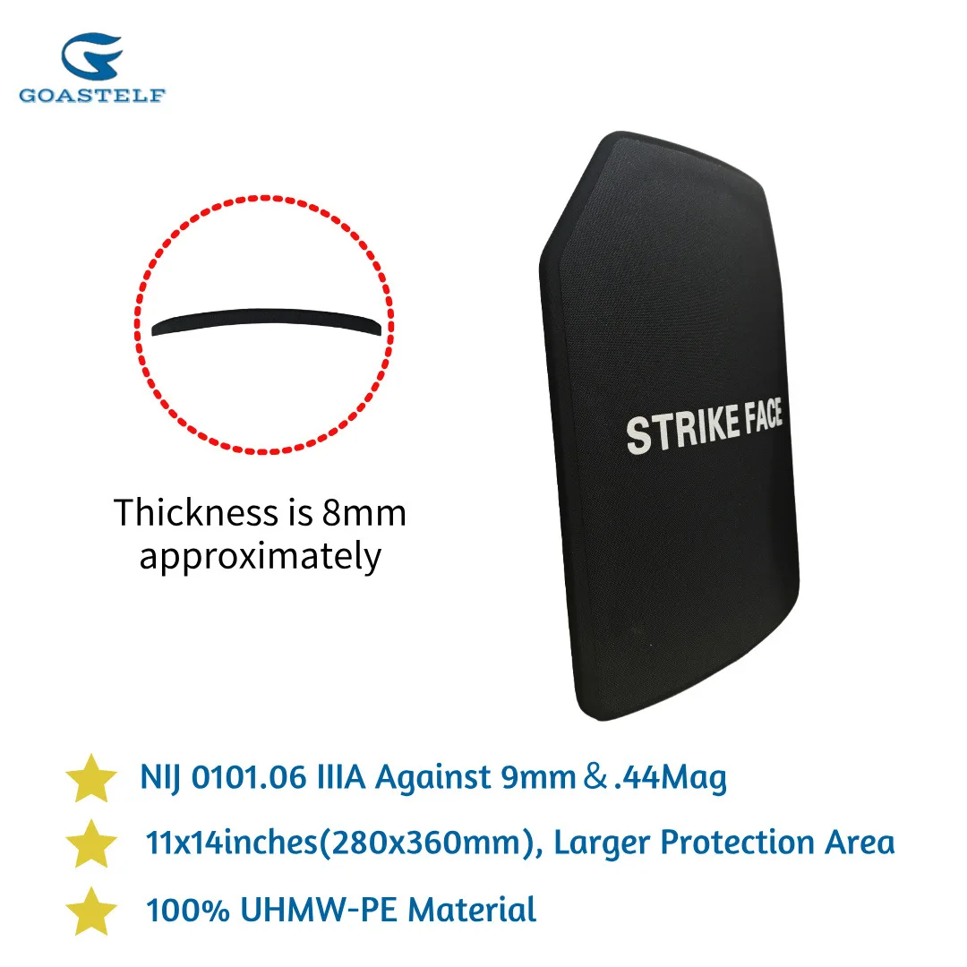 ระดับ NIJ IIIA คุณภาพสูง 10X12 นิ้ว UHMWPE Ballistic แผ่น, multi-Specification เสื้อกั๊กยุทธวิธีแผ่นเกราะ Ballistic แผ่น