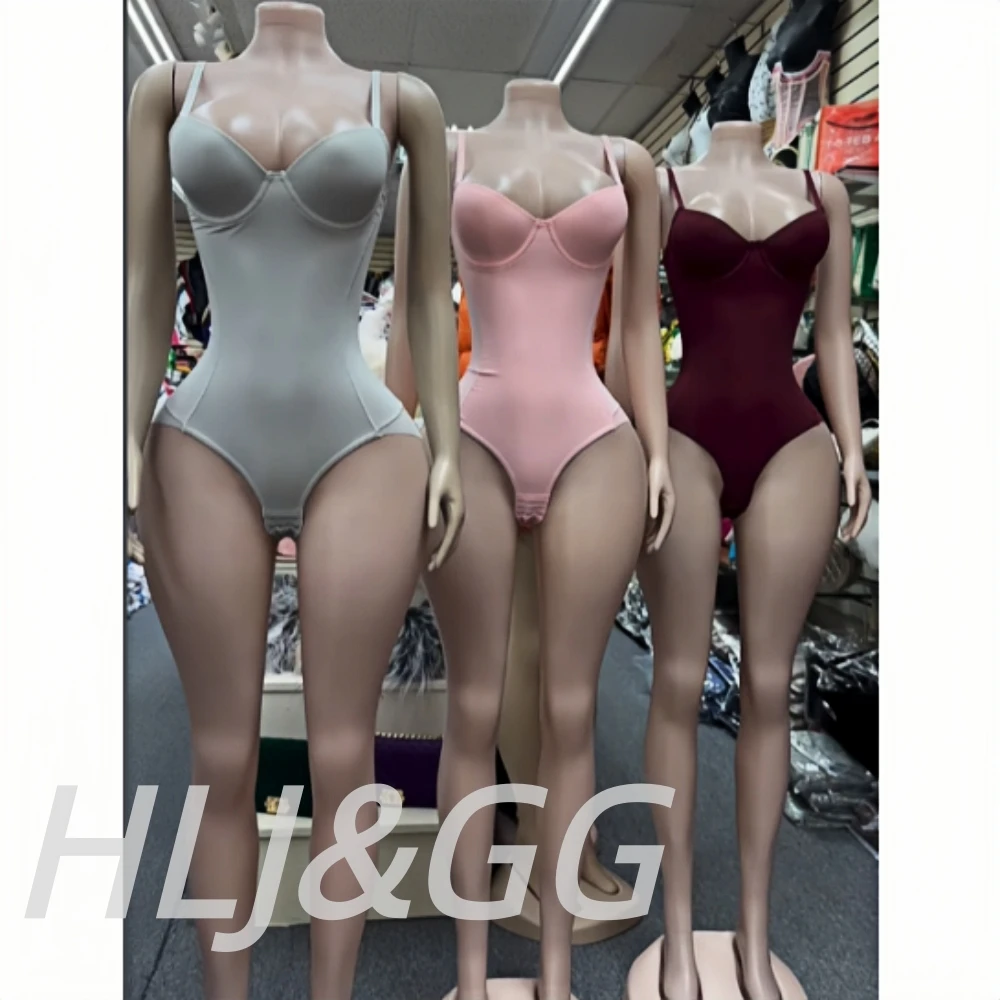 HLJ&GG Sexy High Quality Stretchy Solid One Piece Bodysuits Women V Neck Spaghetti Strap Slim Bodycon Rompers Fashion Jumsuits