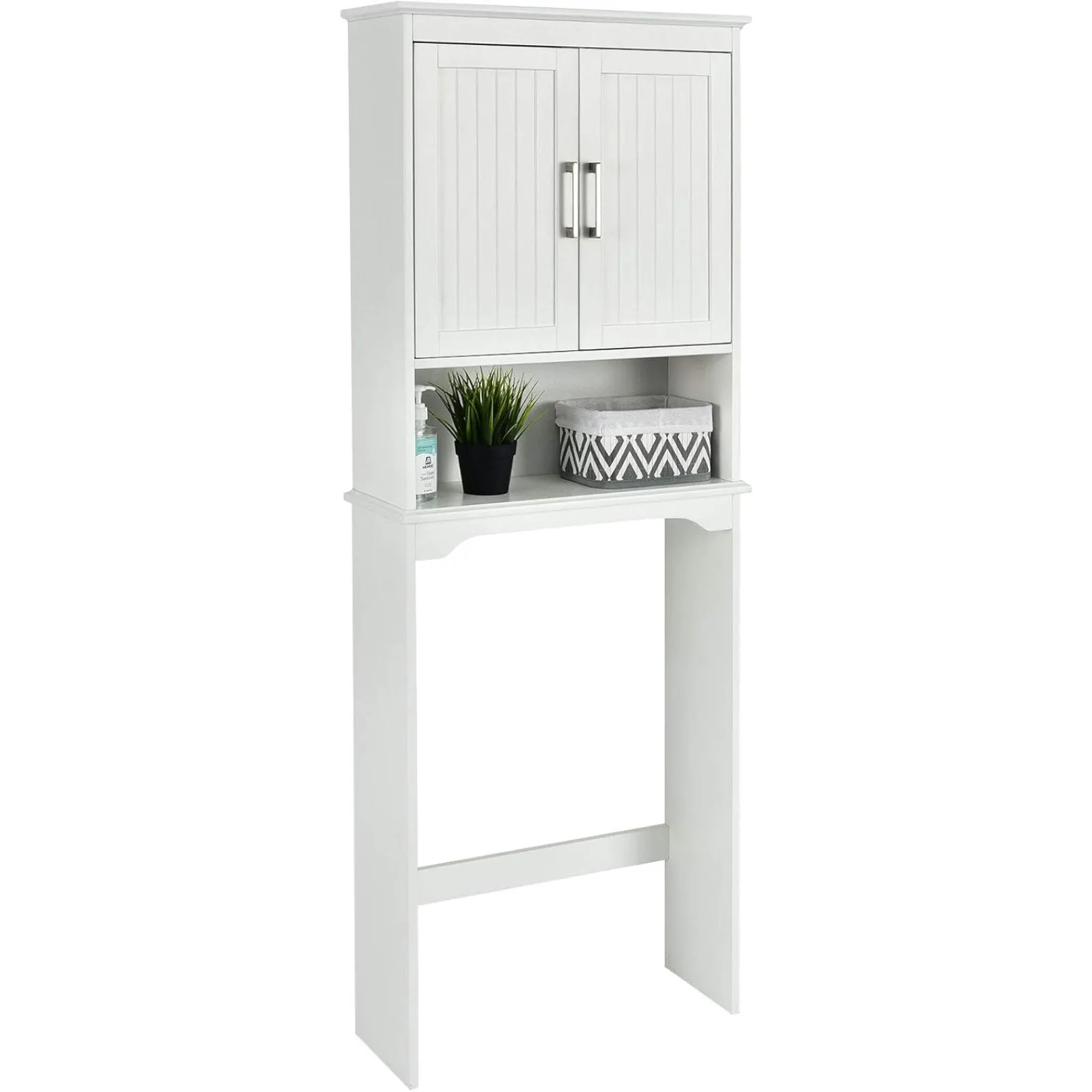 

US Over-The-Toilet Storage Cabinet, 3-Tier Freestanding Bathroom Rack with Wood-Door Cabinet & 3-Position Adjustable Shelf,Space