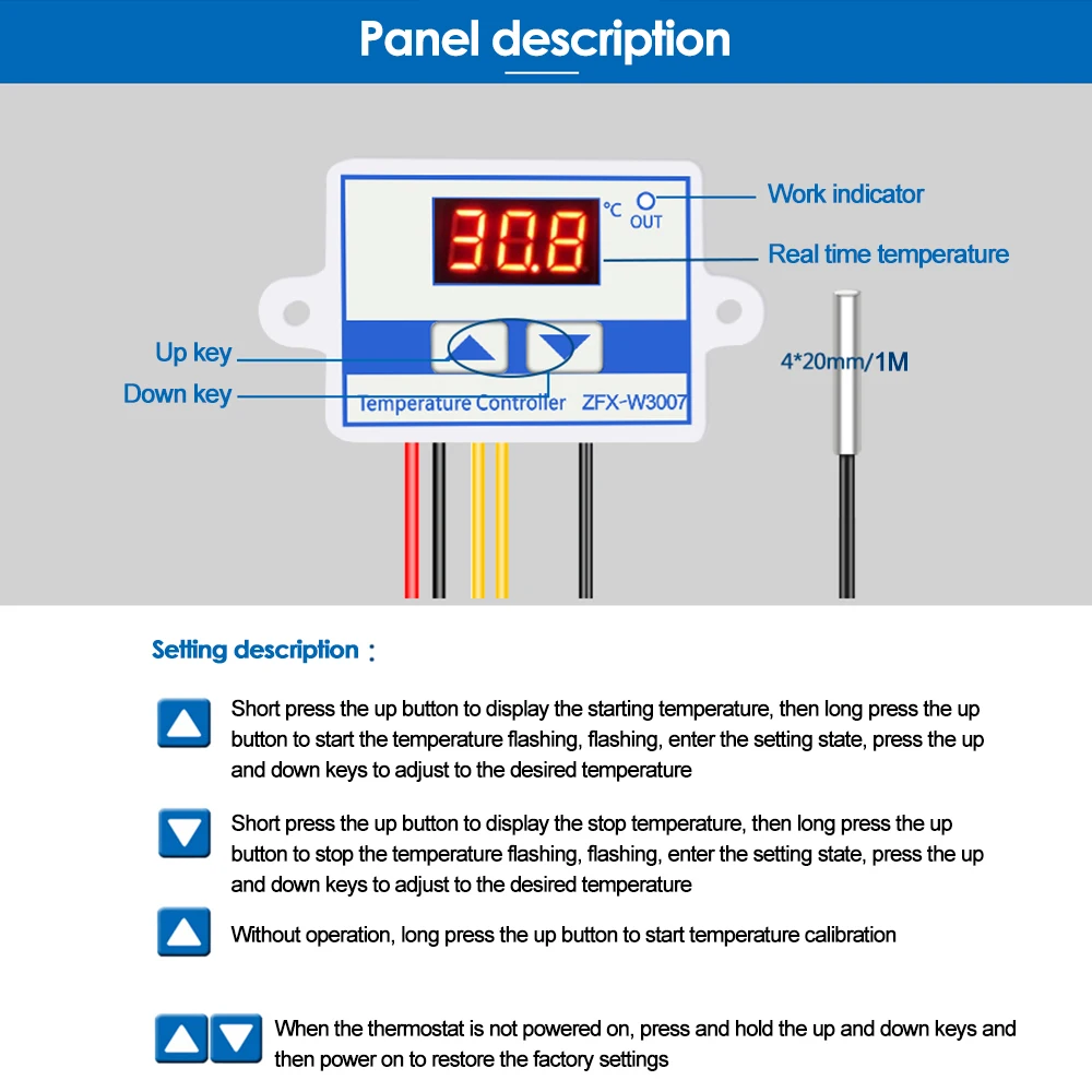 Imagem -05 - Controle Digital Temperatura Interruptor do Termostato do Microcomputador Termômetro Mos Saída Termorregulador 12v 24v 36 48v 60v W3007