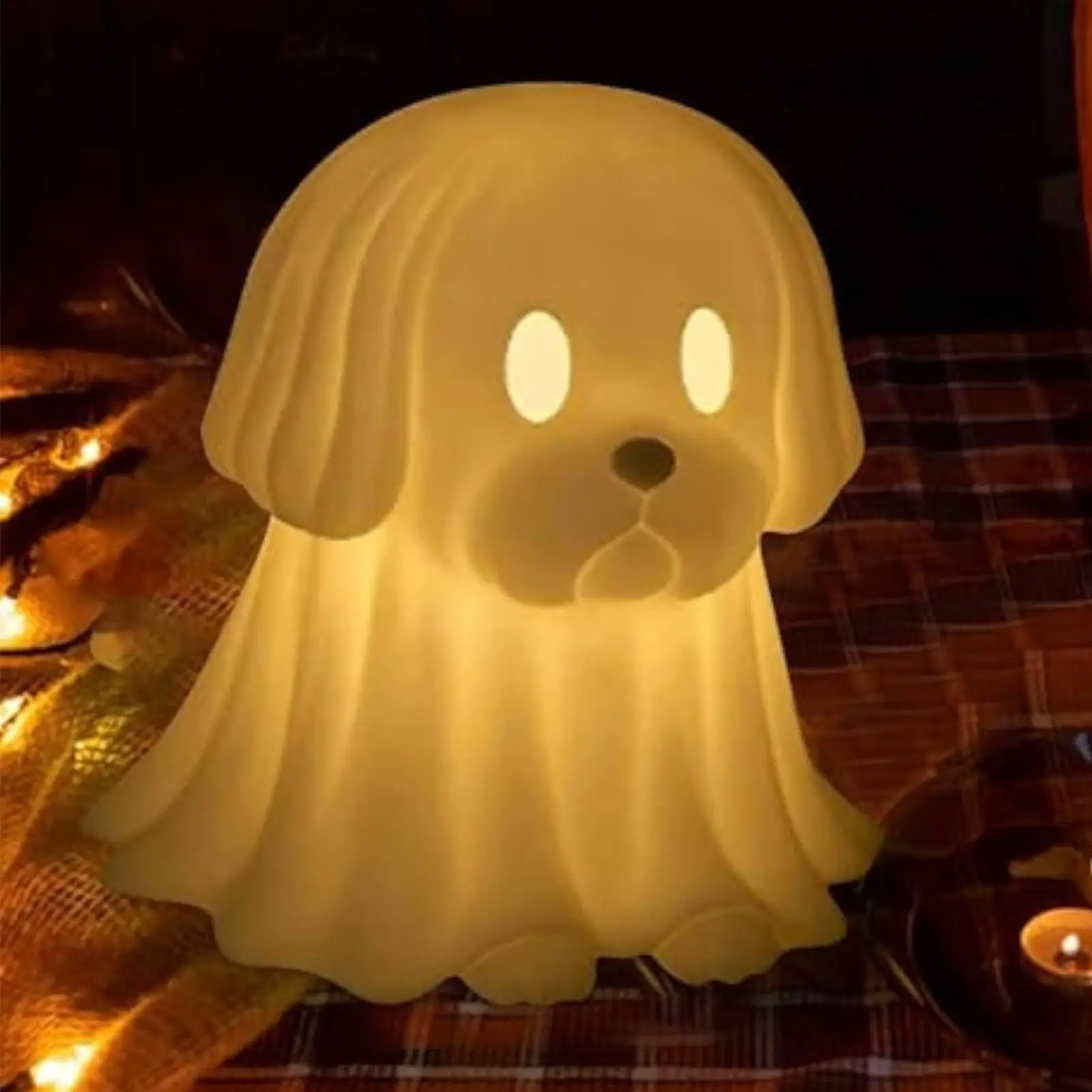 Hond Ghost Beeldje Halloween Ghost Dog LED Nachtlampje Leuke Tafel Centerpieces Voor Nachtkastjes Bar Indoor Badkamer Mantel Party