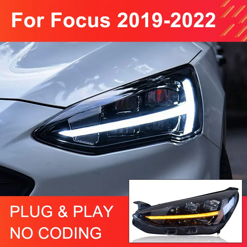 

1Pair LED Headlight Assembly for Ford Focus 2019-2022 Headlight Plug and Play with LED DRL Dynamic Turning Projector Head lights