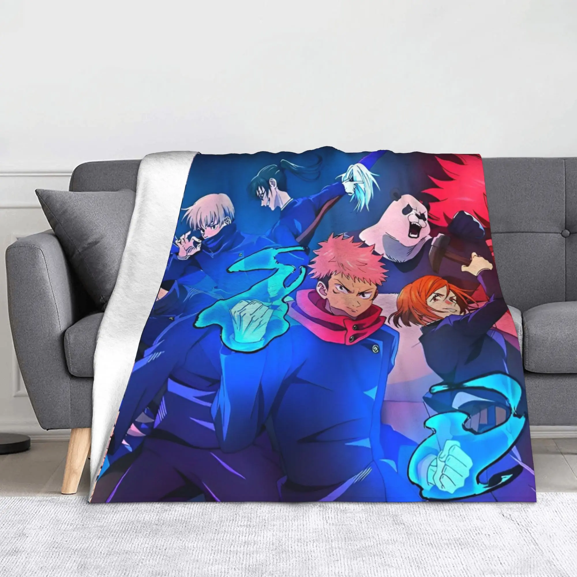 

Anime Jujutsu Kaisen Flannel Throw Blanket Blankets for Sofa Bedroom Super Warm Bedding Throws