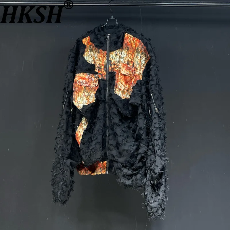 

HKSH оригинальный дизайн весна осень новые мужские темные толстовки в стиле панк свободные кружевные куртки с длинными рукавами женские на молнии Chic Ins HK11343