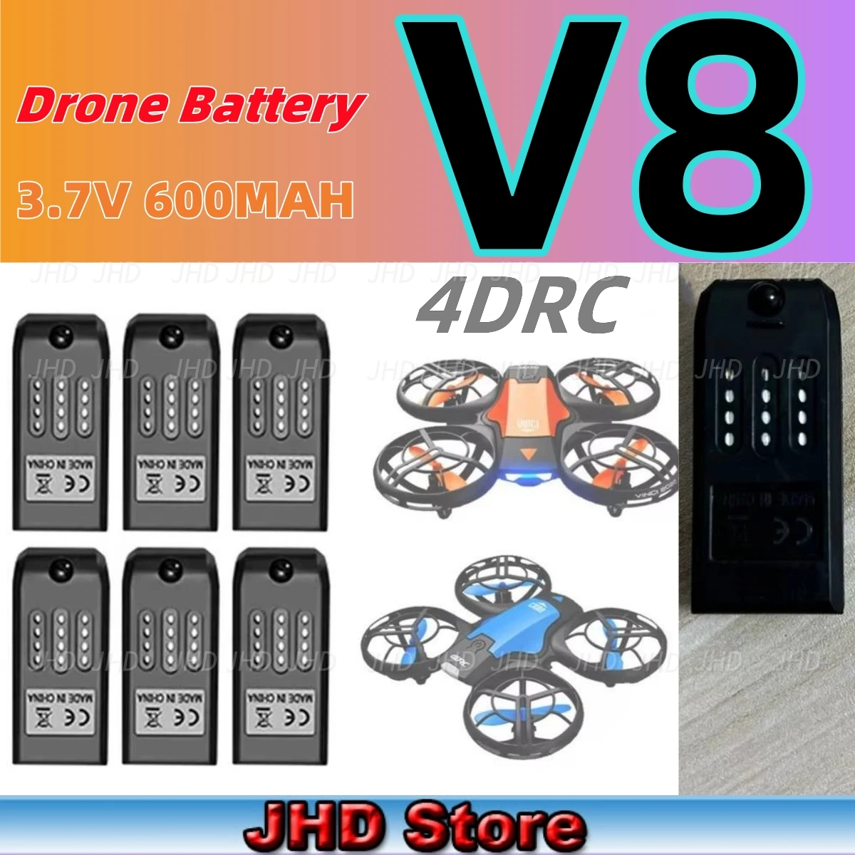 JHD 4DRC V8 Drone Original Battery 3.7V 650MAh For 4D-V8 Mini Battery RC Quadcopter V8 Battery Replacement Accessory Parts