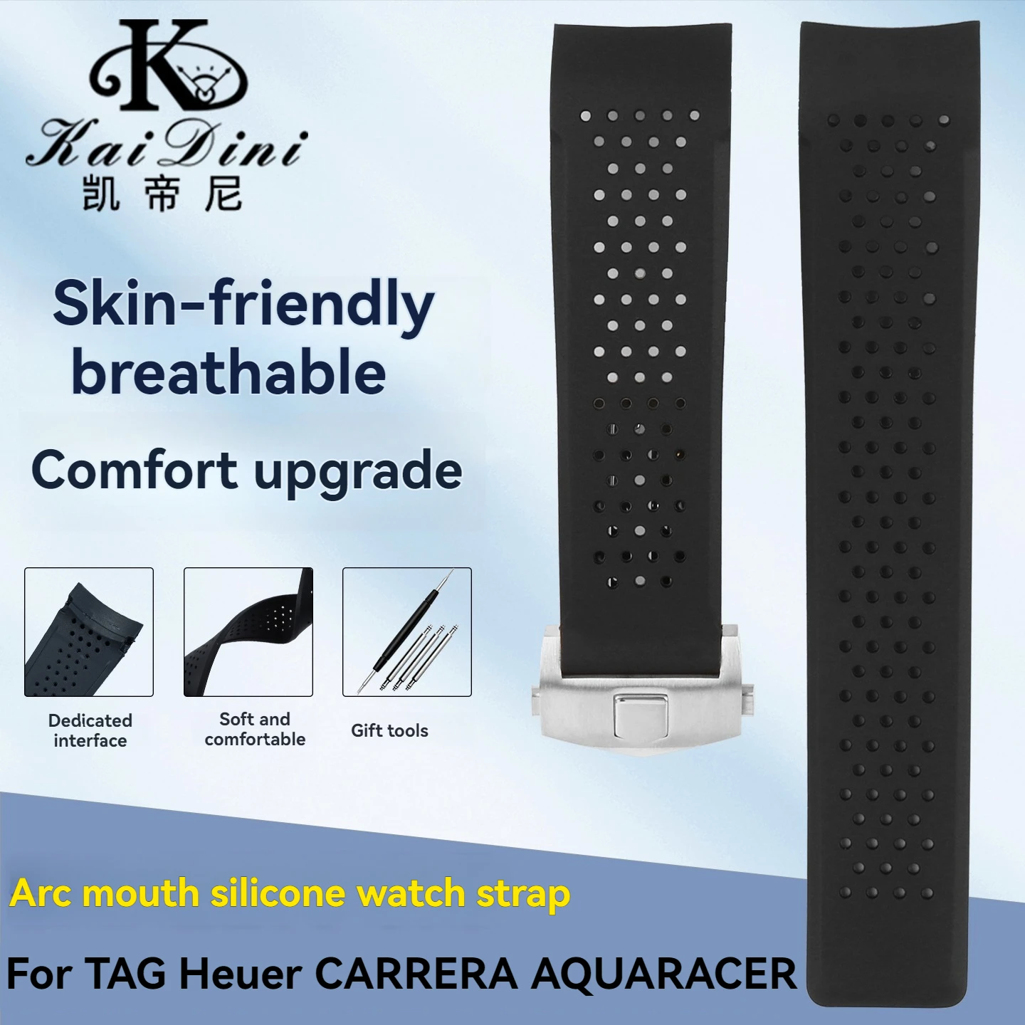 Rubber Watchband For TAG HEUER GRAND CARRERA wristband Waterproof Sport Strap Soft AQUARACER 300 Silicone Watch Bracelet 22 24mm