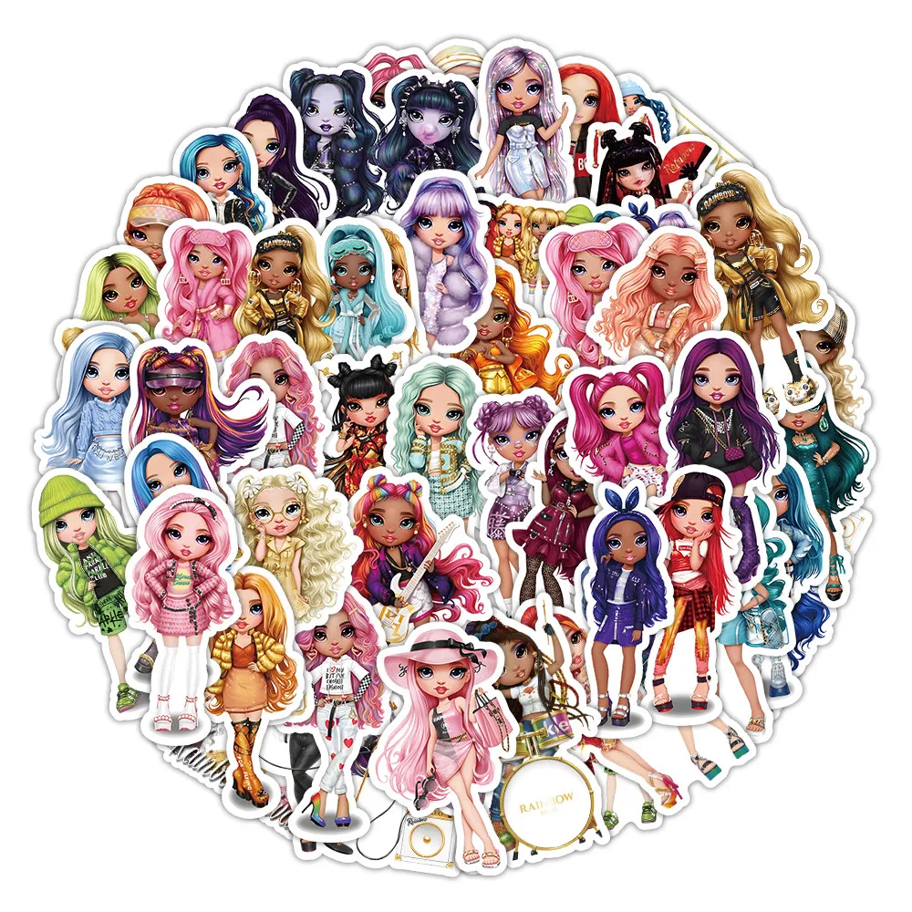 ملصقات دمية قوس قزح لطيفة مكونة من 51 قطعة - شارات زخرفية لأجهزة الكمبيوتر المحمولة وحقائب الهواتف وحقائب الظهر والمجلات لتسجيل متجر YourLife