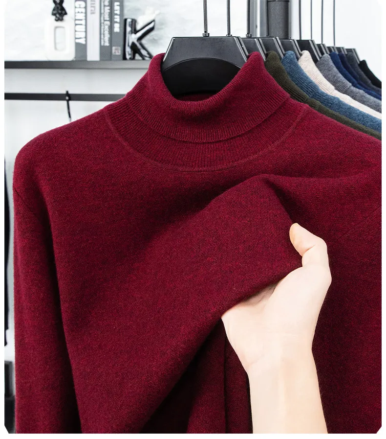Cashmere sweater men's high-necked warm padded winter new middle-aged bottoming knitted sweater