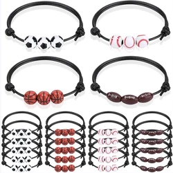 20 Pcs Sports Party Favors Bracelets,Soccer Basketball Football Baseball Bead Ball Bracelets Inspirational Wristbands Sport Gift