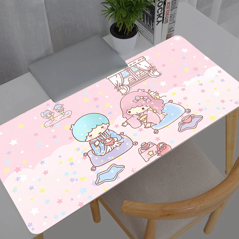 Mouse Pad Anime Sanrio Little Twin Stars, Acessórios para Jogos, Tapete Grande para Gamer, Tapete de Mesa para Teclado de Computador