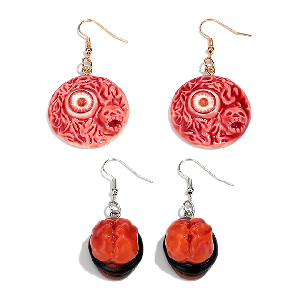 Halloween Gruselige Acryl Blutige Augapfel Gehirn Anhänger Ohrringe Schreckliche 3D Red Eye Baumeln Ohrring für Frauen Party Schmuck Geschenke