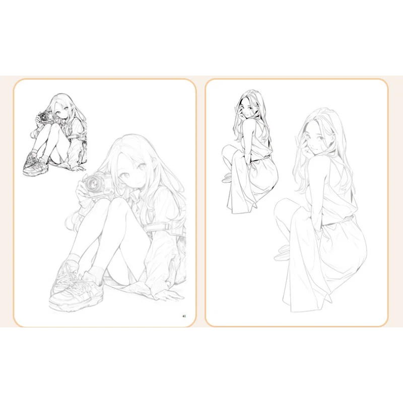 Livro de Traçado de Mangá, Livro de Prática de Cópia de Personagens de Anime, Livro de Autoaprendizagem para Iniciantes, Arte em Linha de Meninas Bonitas.