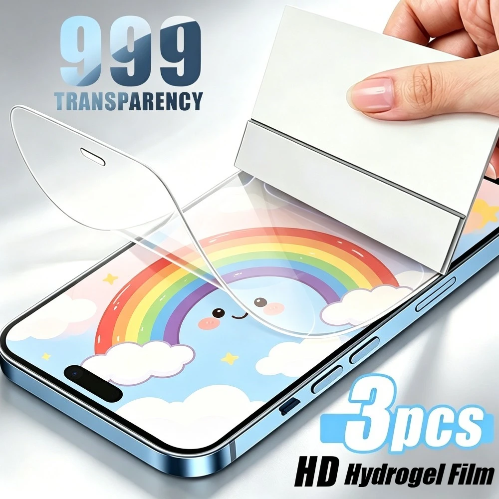 

3Pcs Hydrogel Film Full Cover for iPhone 17 16 15 Pro Max 17e 16e Air 13 12 11 14 Pro 15 14 Plus Anti-Scratch Screen Protector