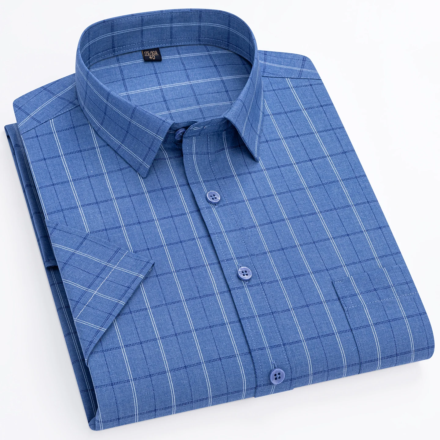 Men's short-sleeved button-down shirt, summer check-striped shirt, casual and versatile, comfortable and fashionable