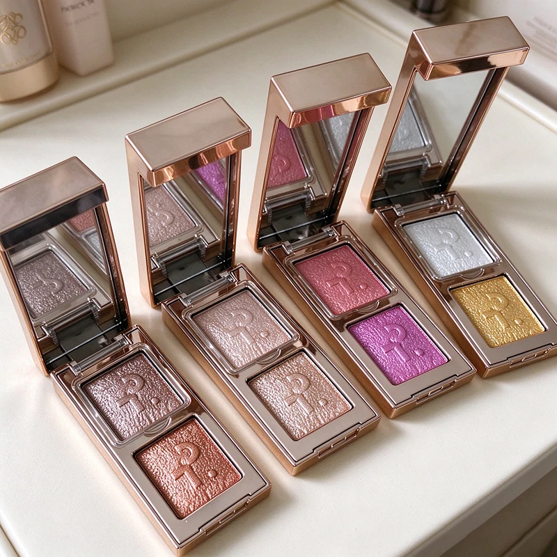 New Patrick Ta Dual Glitter Shiny Dual-tone Highlighter Eyeshadow Palette Matte Lasting Waterproof Eyes Blush Makeup Products
