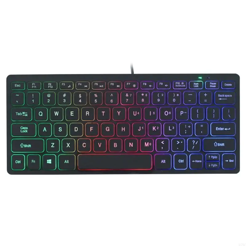 D7YC Corded Keyboard with Comfortable 78Keys Translucent Keycaps Space Saving for Dorms and Workspaces