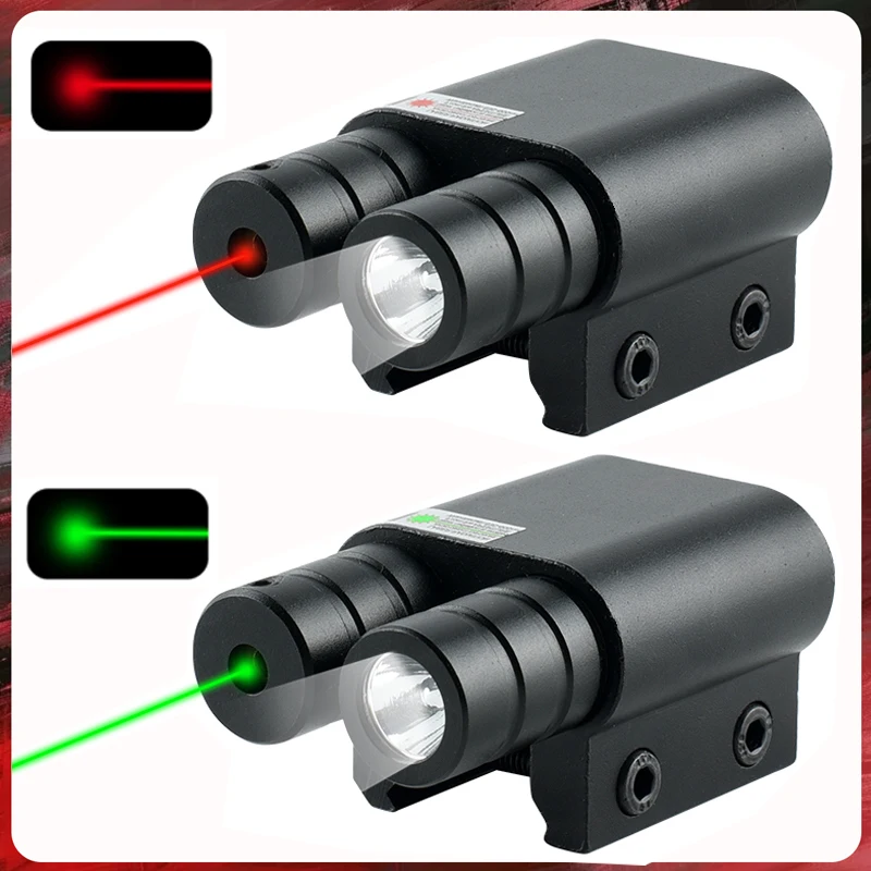 Tactical Portable Red/green Laser Flashlight Combo Hunting Tool Sports Long Distance Outdoor RifleScope Accsesories 20mm Rail