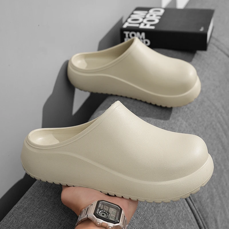 Men's and Women's Chef Shoes Eva Integrated Closed-Toe Half-Slipper Thick-Soled Non-Slip Oil-Proof Waterproof Kitchen Work Sandals