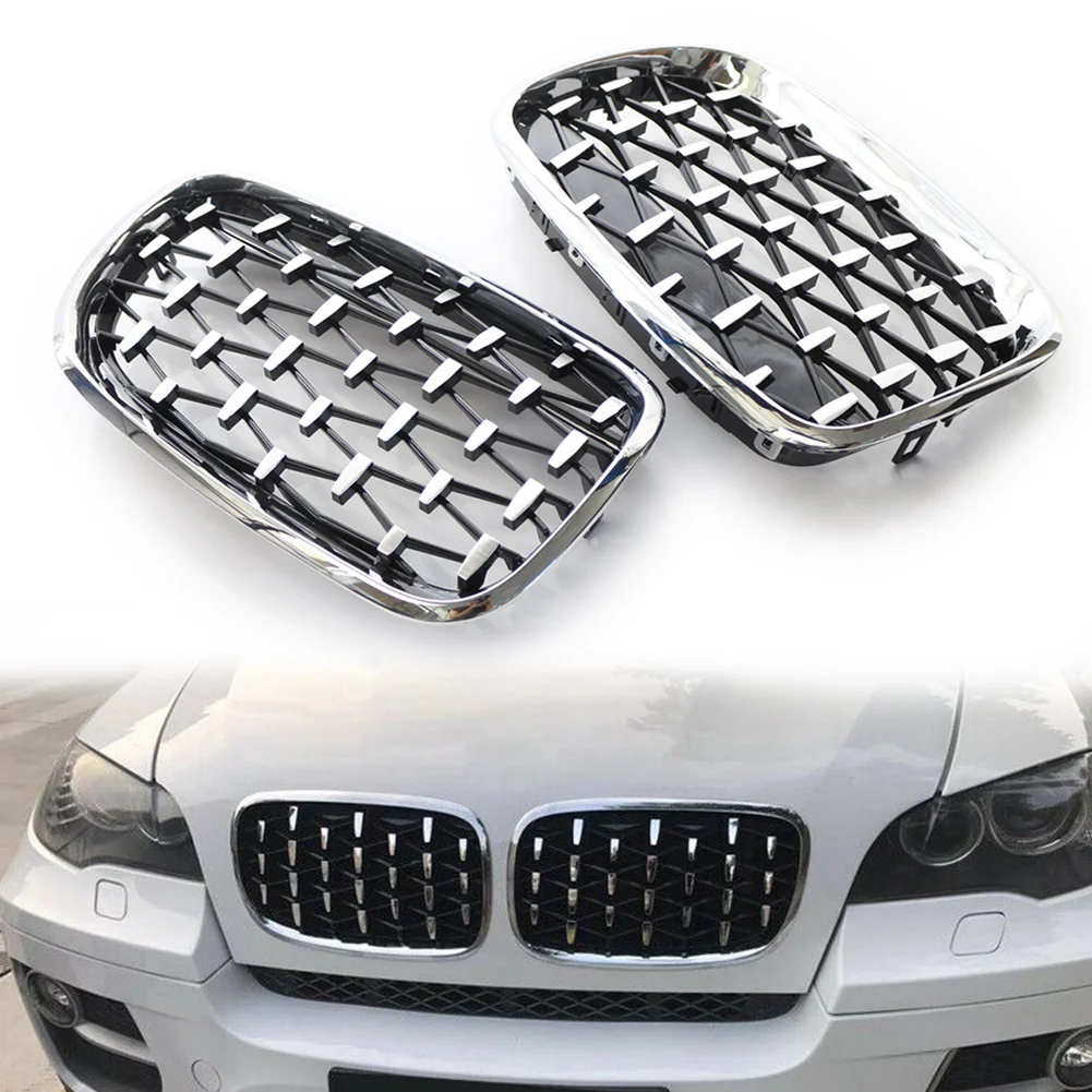 

Diamond Style Chrome Front Kidney Grille Grill Replacement For BMW X5 E70 2007 2008 2009 2010 2011 2012 2013 Car Accessories