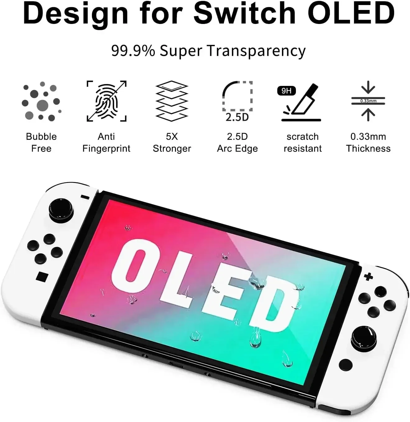 For Nintendo Switch OLED Tempered Glass Screen Protector 2021 With Auto Alignment Kit,9H Hardness, Bubble Free,Anti-Scratch