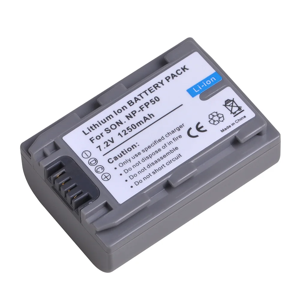 بطارية عالية السعة 1250 مللي أمبير في الساعة NP-FP50 لكاميرا الفيديو سوني NP-FP30 FP70 FP90 مع شاحن USB لـ HC24E CX405 CX220 شحن سريع