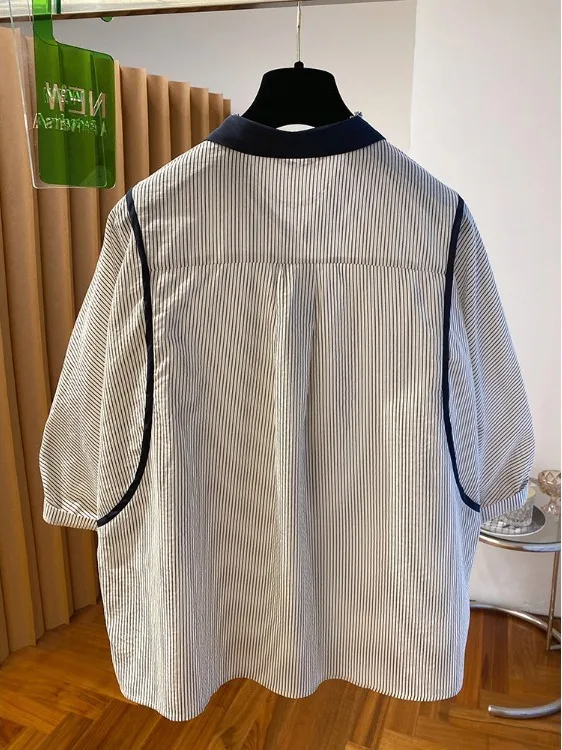 Gestreiftes, lässiges irt ort Sve Loose Fit Five Sve Mid Sve Top für Damen, modisch, vielseitig, für den Sommer, Neuankömmling
