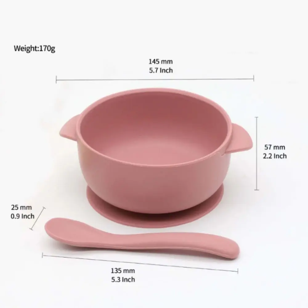 Set di cucchiai con coperchio per ciotola Ciotola per cena con aspirazione per bambini Piatto di aspirazione in silicone resistente antiscivolo per bambini Stoviglie per alimentazione impermeabili da 400 ml