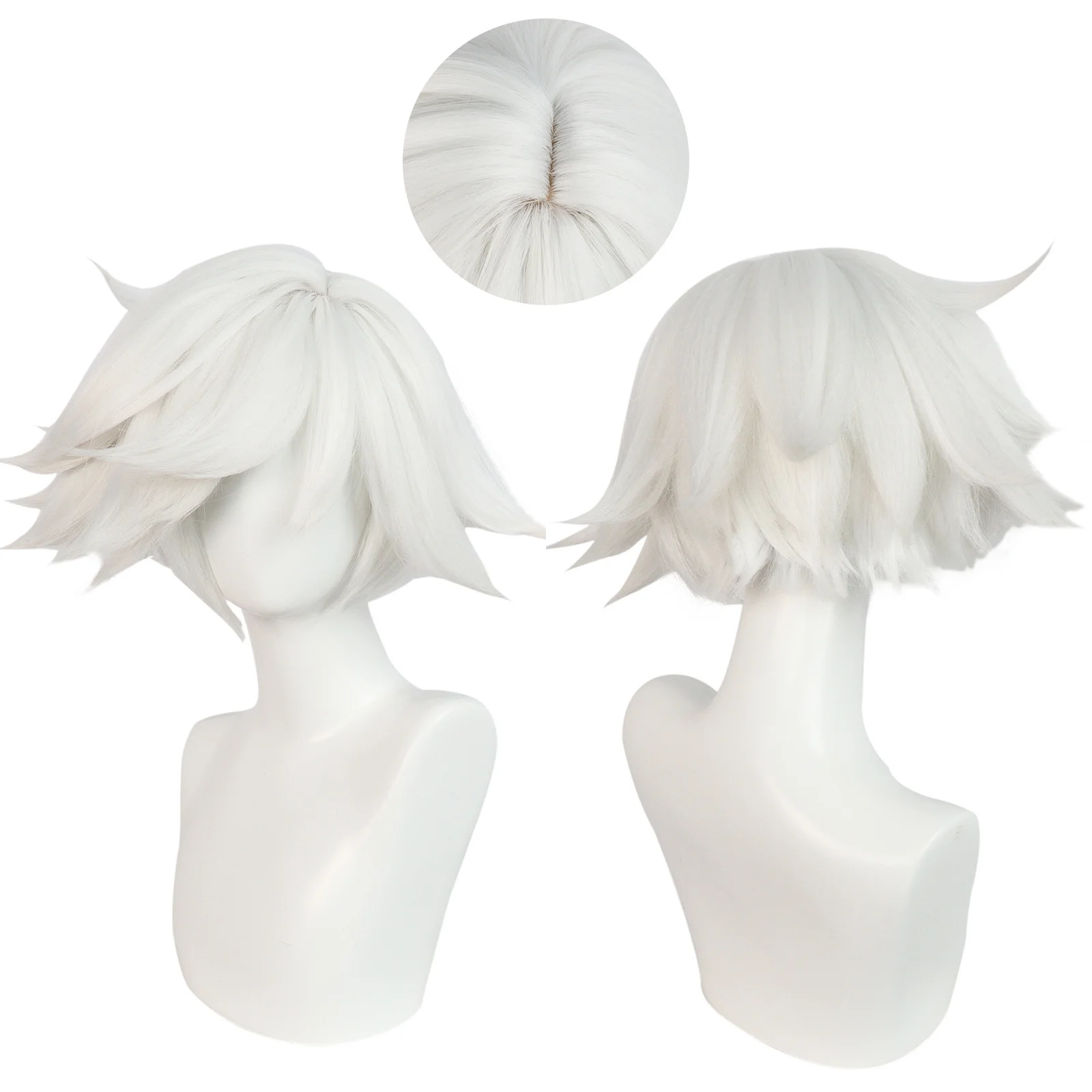 Anime Hazbin Angel Cosplay Dust Wig, Py Play, Rose, Blanc, Cheveux courts, 26cm