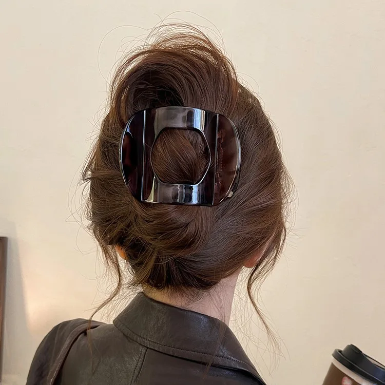 Neue flache Haarspangen: Koreanische Haaraccessoires aus Acetat für Damen – Löffel-Krabben-Haarspange, Leoparden-Haarspange, schlichte Kopfbedeckung – Detail 6