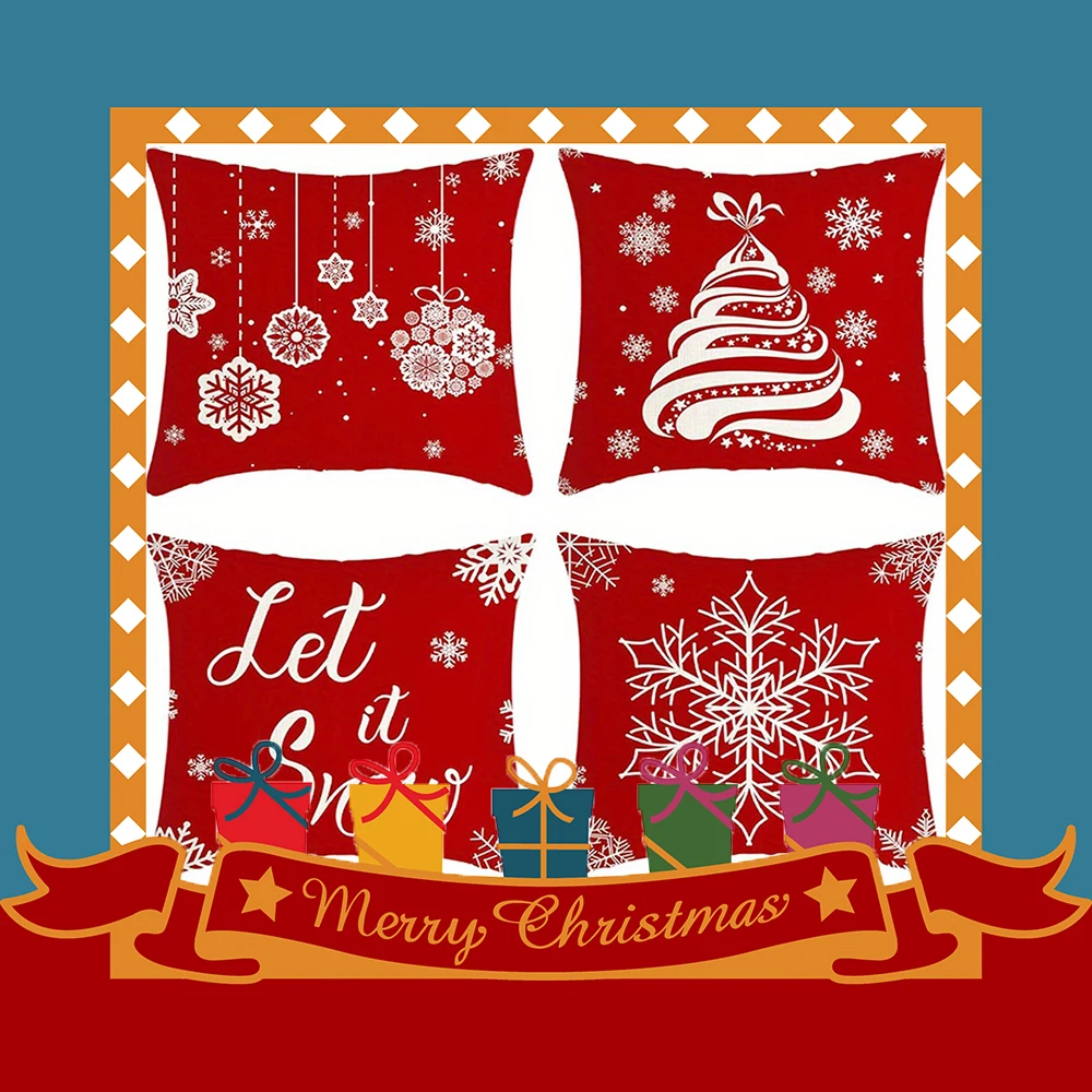 

Рождественские тематические наволочки со снежинками, подходят для гостиной, спальни, дивана, декоративные наволочки, наволочки