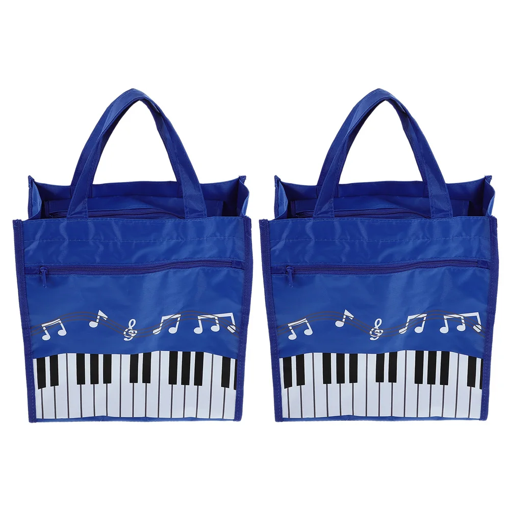 

2 Pcs Music Handbag Symbol Storage School Portable Tote Bags Shopping Note Non-woven Fabric Piano Book Miss