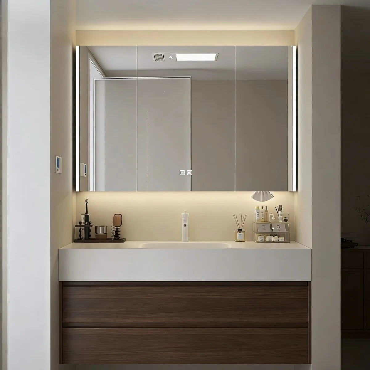 Modern medieval style simple rock slab solid wood integrated bathroom cabinet combination bathroom toilet washbasin wash