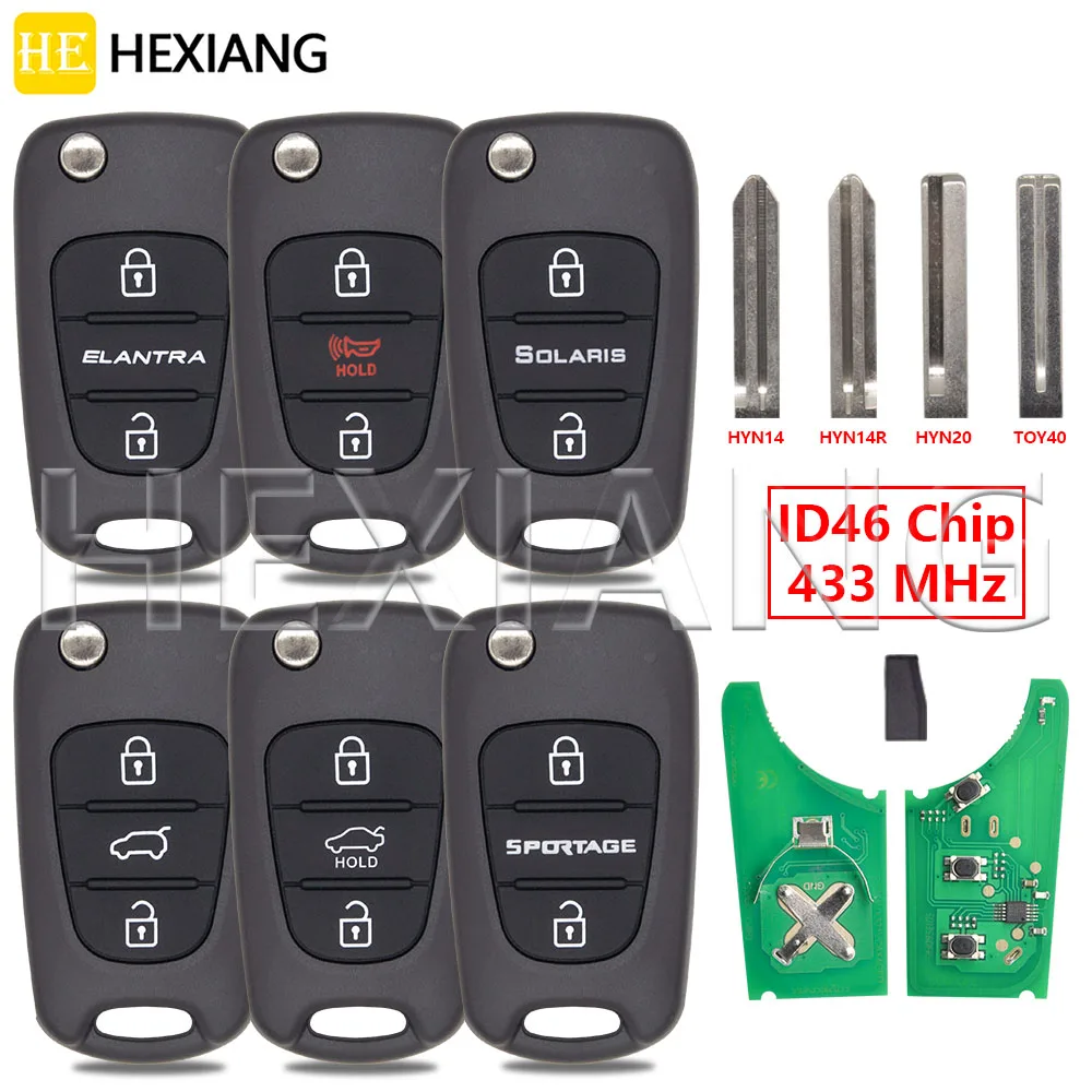 HE ID46 PCF7936 433MHz Car Remote Key For Hyundai Elantra I20 I30 Ix35 Solaris Verna Accent For KIA Sportage K2 K3 K5 Soul Rio