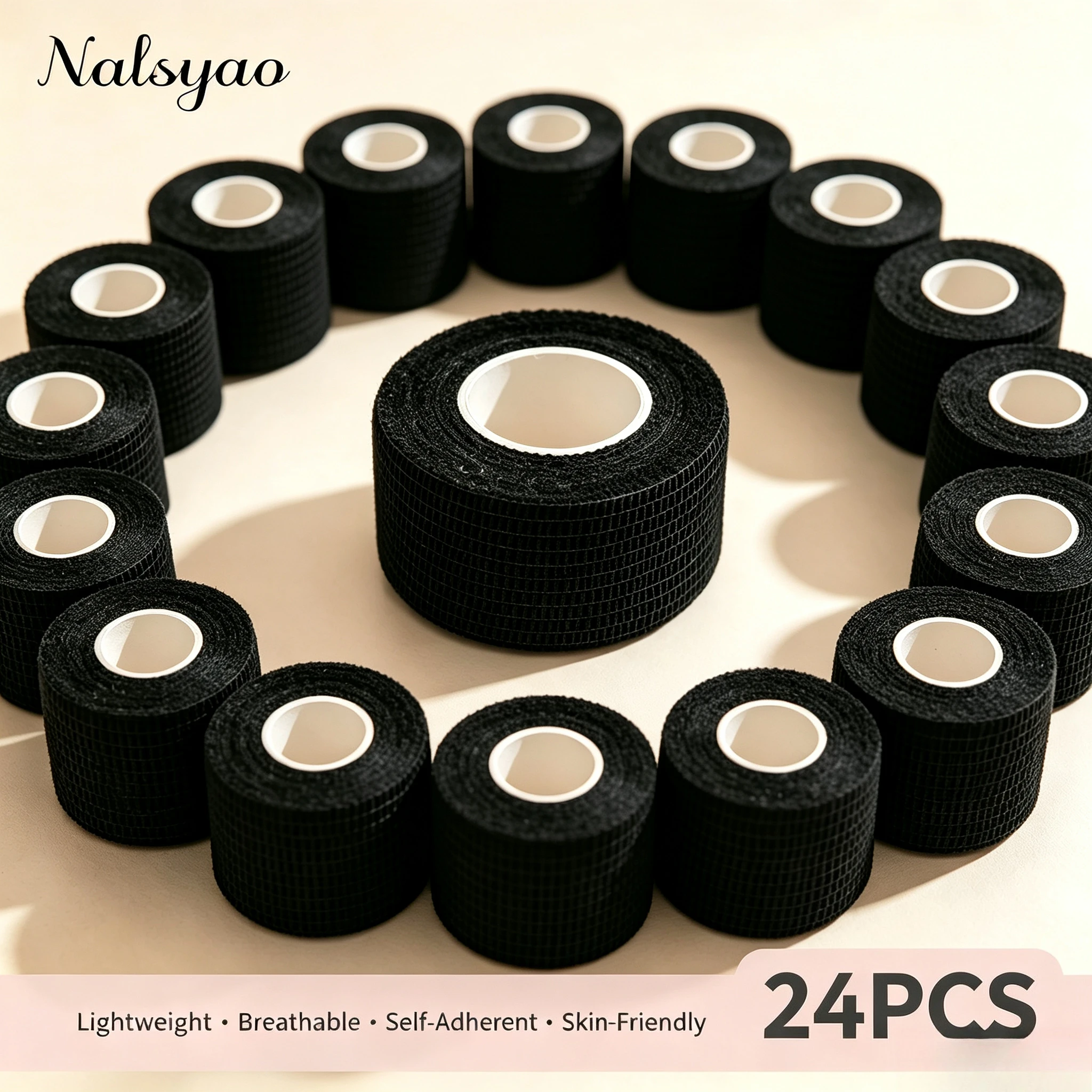 2.5cm Medical Adhesive Bandage Elastic Breathable Sports Self Adhesive Tape Black Wrap Finger Tape For Wrist Ankle Aid First