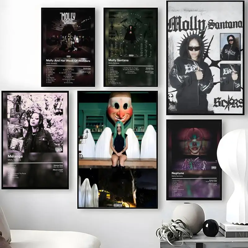 M-Molly S-Santana Poster, wasserfeste, selbstklebende Wandkunst-Aufkleber, abnehmbare Wanddekoration für Wohnzimmer und Schlafzimmer