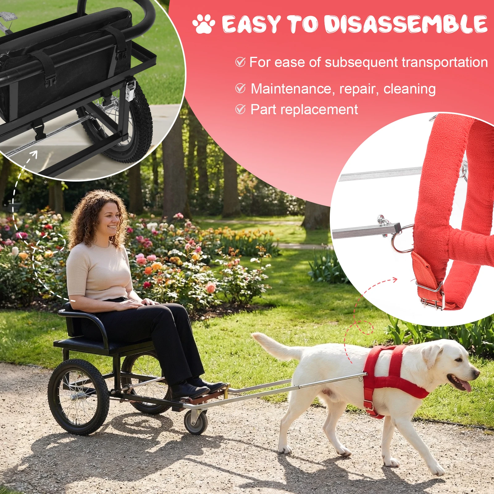 

Коляска-трансформер для собак (40-60 кг) с сиденьем и двойным тормозом для прогулок и походов за покупками